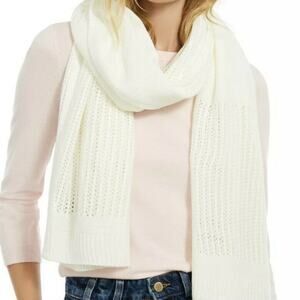 DKNY NEW Cream Knitted Soft Open Blocked Scarf Cozy Soft Shawl cover Up